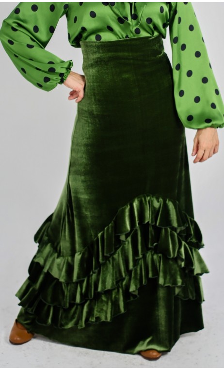 Mabel Velvet Skirt w/Ruffles