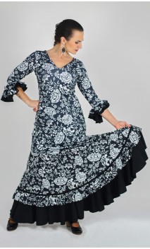 Vestido Flamenco Alicia Rojo Floral Godet