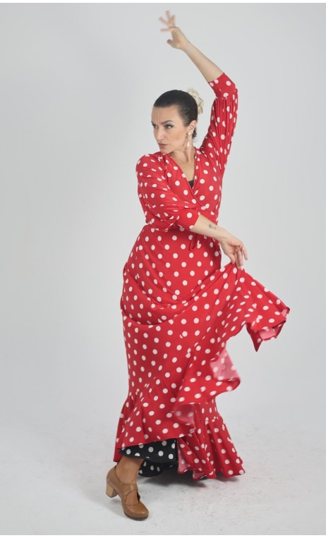 Red w/ Small White polka-dots Overdress