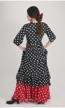 Sobrevestido Transpassado Preto c/ Bolinhas Brancas