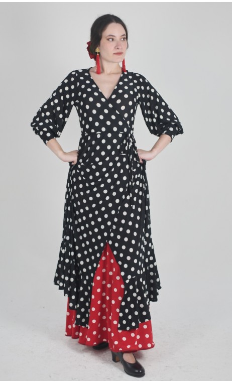 Sobrevestido Negro c/Lunarcitos Blancos