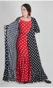 Sobrevestido Transpassado Preto c/ Bolinhas Brancas