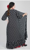 Sobrevestido Transpassado Preto c/ Bolinhas Brancas