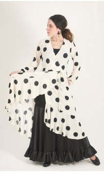 Sobrevestido Transpassado Branco c/Bolas Pretas