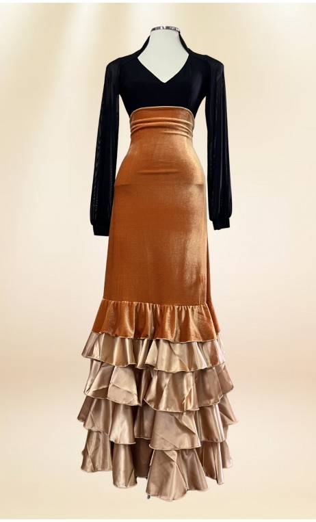 Velvet Flamenco Skirt w/ Ruffles