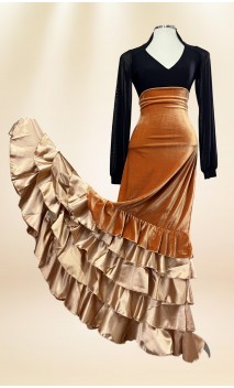 Falda Flamenca de Terciopelo c/Volantes de Satín