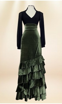 Falda Flamenca de Terciopelo c/Volantes en Terciopelo