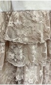 Beige Velvet Flamenco Skirt w/Lace & Crepe Ruffles