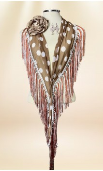 Flamenco Shawl w/Fringe, Earings & Flower for hair Set