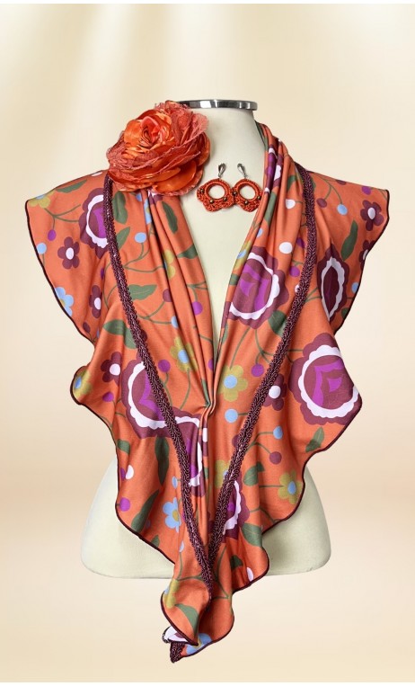 Conjunto Xale, Brincos e Flor