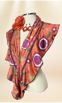 Conjunto Xale, Brincos e Flor