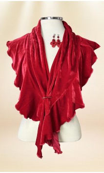 Velvet Scarf, Brooch & Earings Set