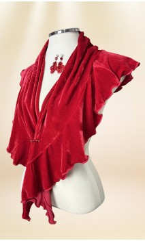 Conjunto de Pañuelo de Terciopelo, Broche y Pendientes