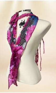 Conjunto Xale, Brincos e Flor com Fios de Renda