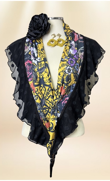 Conjunto Xale, Brincos e Flor