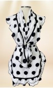 Black and White Polka-Dots Apron & Scarf & Brooch Set