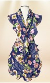 Conjunto Delantal y Pañuelo Azul Floral