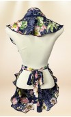 Conjunto Delantal y Pañuelo Azul Floral