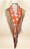 Orange w/White Polka-dots Flamenco Shawl w/Fringe