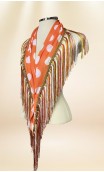 Orange w/White Polka-dots Flamenco Shawl w/Fringe