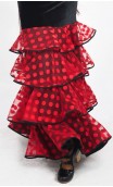 Saia Flamenca Consuelo 4 Babados Tule de Bolinhas