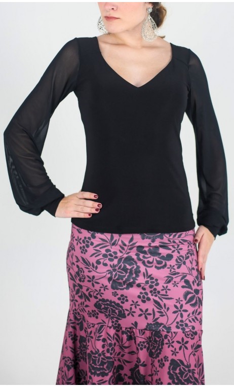 Blusa Dulce Lisa com Manga de Tule