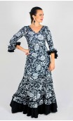 Vestido Flamenco Alicia Preto Floral Godê