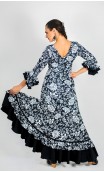 Vestido Flamenco Alicia Negro Floral Godet