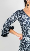 Vestido Flamenco Alicia Negro Floral Godet