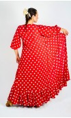 Sobrevestido Transpassado Vermelho c/ Bolinhas Brancas