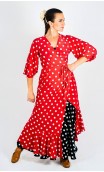 Sobrevestido Transpassado Vermelho c/ Bolinhas Brancas