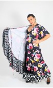 Sobrevestido Transpassado Floral com Tule