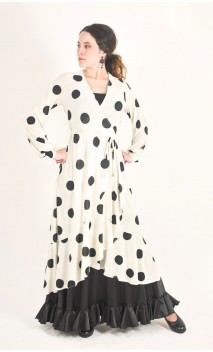 Sobrevestido Transpassado Branco c/Bolas Pretas