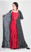 Sobrevestido Transpassado Preto c/ Bolinhas Brancas