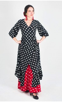 Sobrevestido Negro c/Lunarcitos Blancos