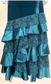 Falda Flamenca de Terciopelo c/Volantes en Terciopelo, Encajes y Satín