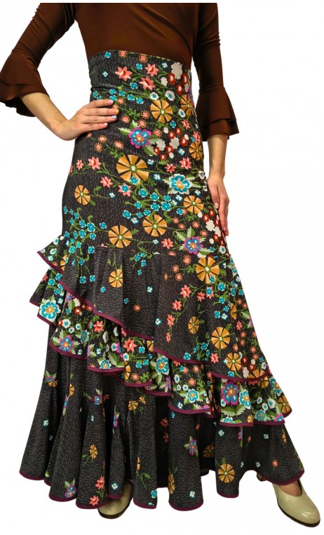 Saia Flamenca Paula 3 Babados
