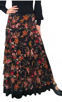 Saia Flamenca Simone 7 Babados de Tule