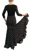 Virna Polka-Dots Long-Skirt Extra Godet