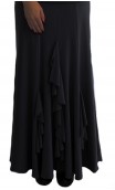 Black Rosario Long-Skirt with Vertical Ruffles