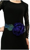 Satin belt w/3 flowers