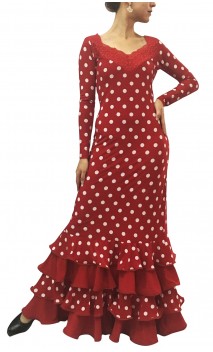 Granadino Lunares Long-Dress 3 Ruffles
