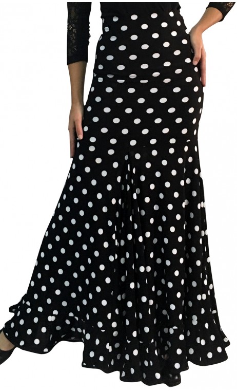 Virna Polka-Dots Long-Skirt Extra Godet