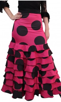 Letizia Polka-Dots 8 Ruffles Long-Skirt