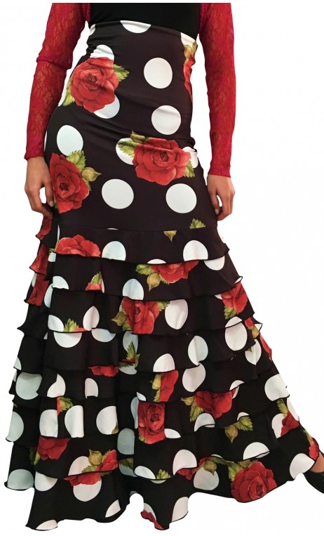 Letizia Floral 8 Ruffles Long-Skirt