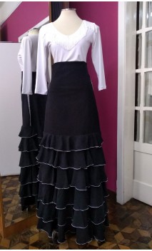 Black Long-Skirt 6 Chiffon Ruffles