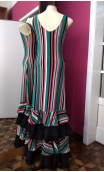 Striped Long Dress 4 Ruffles w/Scarf