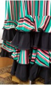 Striped Long Dress 4 Ruffles w/Scarf