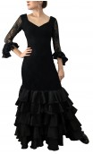 Noir Lace Long-Dress 5 Ruffles