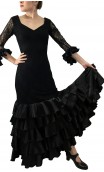 Noir Lace Long-Dress 5 Ruffles